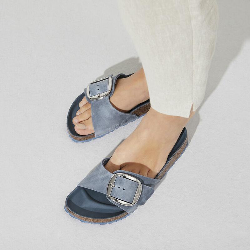 Birkenstock Big Přezkou Oiled Læder Madrid Dame Blå | DK 40NWY